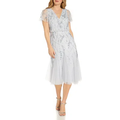 Adrianna Papell Womens Embellished Calf Midi Dress In Multi