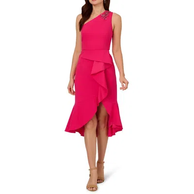 Adrianna Papell Womens Embellished Crepe Cocktail And Party Dress In Geranium