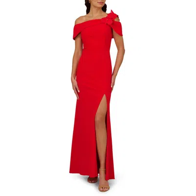 Adrianna Papell Womens Embellished Crepe Evening Dress In Red