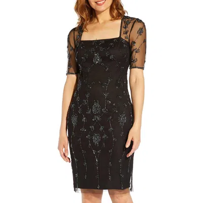 Adrianna Papell Womens Embellished Manmade Sheath Dress In Multi