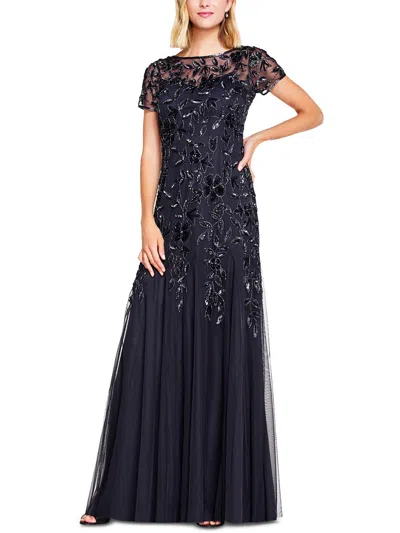 Adrianna Papell Womens Embellished Maxi Evening Dress In Multi