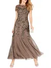 ADRIANNA PAPELL WOMENS EMBELLISHED MAXI EVENING DRESS