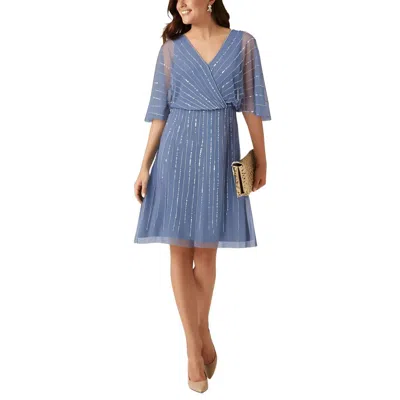 Adrianna Papell Womens Embellished Mini Sheath Dress