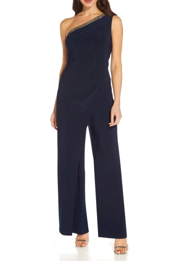 Adrianna Papell Womens Embellished One Shoulder Jumpsuit In Multi