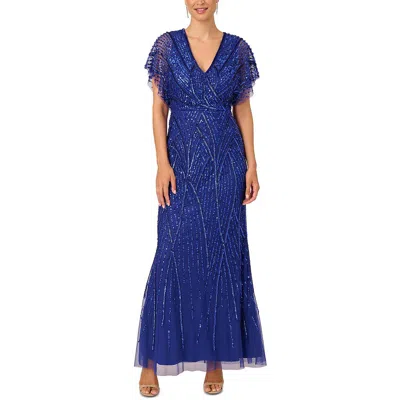 Adrianna Papell Womens Embellished Special Occasion Evening Dress In Ultra Blue