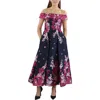 Adrianna Papell Floral Off The Shoulder Jacquard Gown In Multi