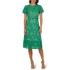 ADRIANNA PAPELL WOMENS EYELET MANMADE MIDI DRESS
