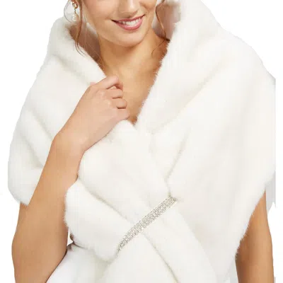 Adrianna Papell Womens Faux Fur Embellished Shrug In Multi