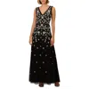 Adrianna Papell Beaded Floral Mesh A-line Gown In Multi