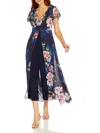 ADRIANNA PAPELL WOMENS FLORAL OVERLAY JUMPSUIT