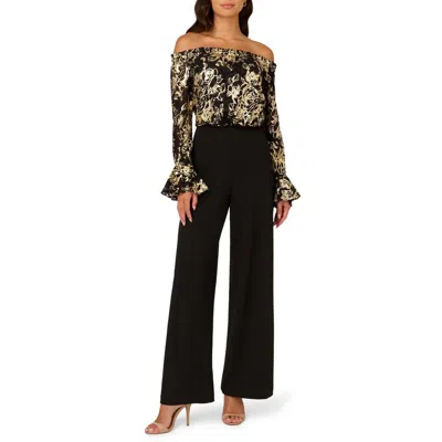 Adrianna Papell Womens Floral Print Lace Jumpsuit