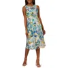 ADRIANNA PAPELL WOMENS FLORAL PRINT MANMADE FIT & FLARE DRESS