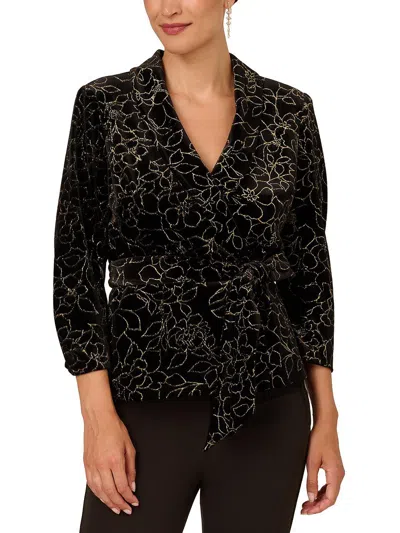 Adrianna Papell Womens Glitter Surplice Blouse In Multi