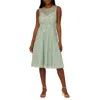 ADRIANNA PAPELL WOMENS ILLUSION BEADED FIT & FLARE DRESS