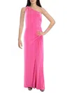 ADRIANNA PAPELL WOMENS KNIT RUCHED EVENING DRESS