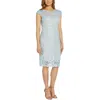 Adrianna Papell Womens Lace-overlay Midi Sheath Dress In Blue