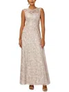 ADRIANNA PAPELL WOMENS LACE SEQUIN EVENING DRESS