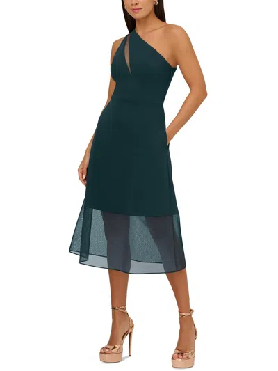 Adrianna Papell Womens Mesh Inset Mid Calf Midi Dress In Green