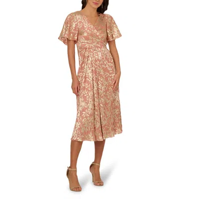 Adrianna Papell Womens Metallic Manmade Midi Dress In Multi