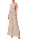 Adrianna Papell Womens Metallic Maxi Evening Dress In Neutral
