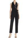 ADRIANNA PAPELL WOMENS NOTCH COLLAR BELTED JUMPSUIT
