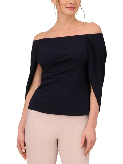 Adrianna Papell Women's Off-the-shoulder Cape-sleeve Top In Midnight