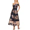 Adrianna Papell Womens Off-the-shoulder Floral Fit & Flare Dress In Multi