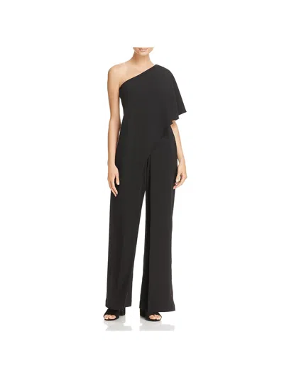 Adrianna Papell Womens One Shoulder Draped Jumpsuit In Black