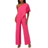 Adrianna Papell Womens One Shoulder Draped Jumpsuit In Pink