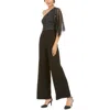 Adrianna Papell Womens One-shoulder Evening Jumpsuit In Black