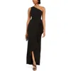 Adrianna Papell Womens One Shoulder Solid Formal Dress In Black