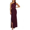 Adrianna Papell One-shoulder Satin-trim Draped Gown In Multi