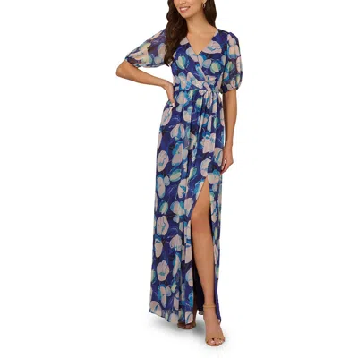Adrianna Papell Womens Printed Chiffon Maxi Dress In Multi