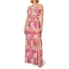 Adrianna Papell Floral Off The Shoulder Gown In Pink