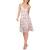 Adrianna Papell Womens Printed Mesh Midi Dress In White