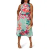 Adrianna Papell Floral Print Halter Neck Midi Dress In Multi