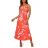 Adrianna Papell Womens Printed Polyester Halter Dress In Orange