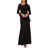 Adrianna Papell Womens Ruched Crepe Evening Dress In Black