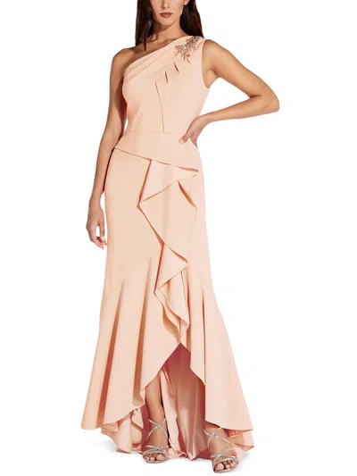 Adrianna Papell Womens Ruffled Maxi Evening Dress In Gold