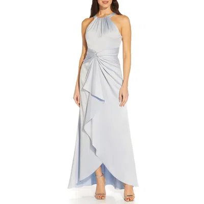 Adrianna Papell Womens Satin Draped Evening Dress In Black