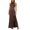 Adrianna Papell Halter Mermaid Gown In Brown