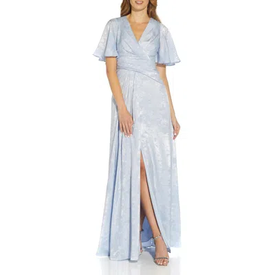 Adrianna Papell Womens Satin Maxi Evening Dress In Blue