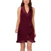 Adrianna Papell Ruffle Double Breasted Sleeveless Minidress In Red