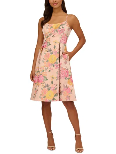 Adrianna Papell Womens Semi-formal Knee-length Cocktail And Party Dress In Pink