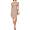 Adrianna Papell Womens Sequin Beaded Cocktail And Party Dress In Grey
