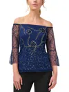 ADRIANNA PAPELL WOMENS SEQUINED BEADED BLOUSE