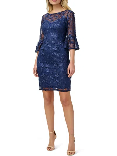 Adrianna Papell Womens Sequined Embroidered Sheath Dress In Multi