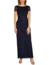 ADRIANNA PAPELL WOMENS SEQUINED LONG EVENING DRESS