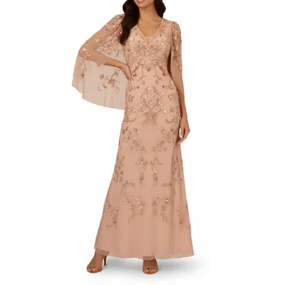 Adrianna Papell Womens Sequined Manmade Maxi Dress In Gold