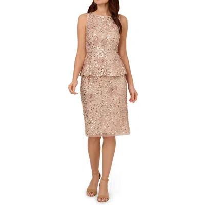 Adrianna Papell Womens Sequined Manmade Sheath Dress In Pink
